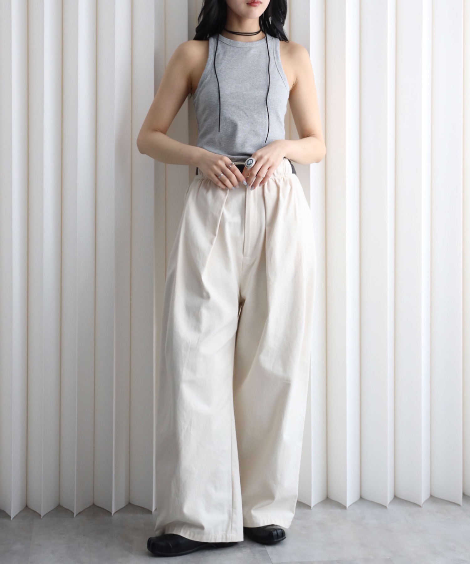 model：164cm. 着用サイズ：FREE