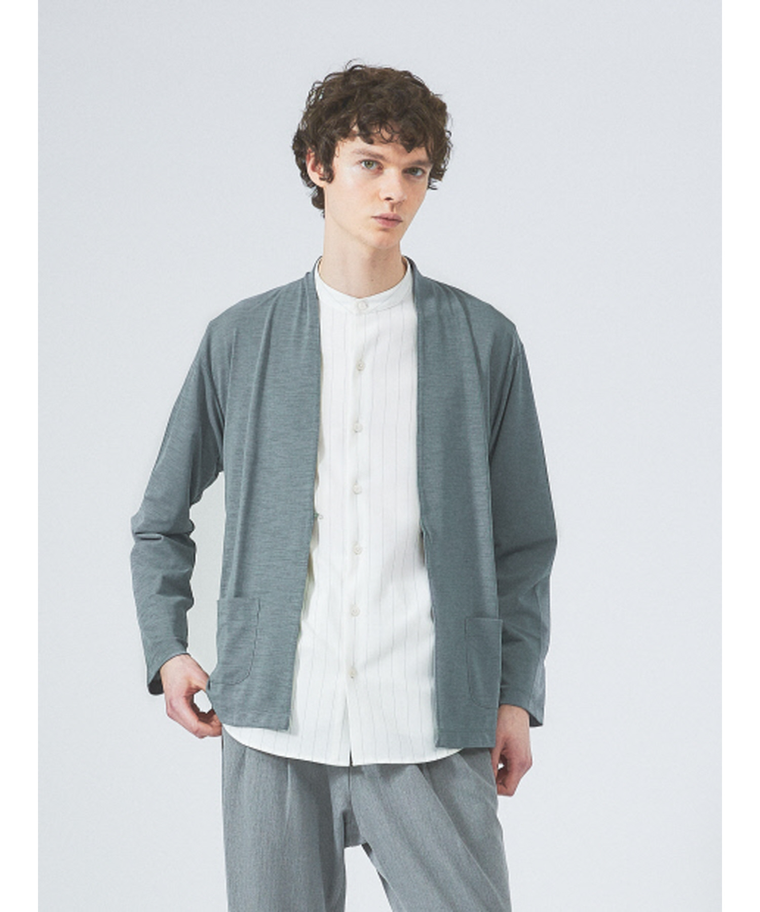 【定番/シアー素材】ストレッチ カノコ ワンボタン カーディガン