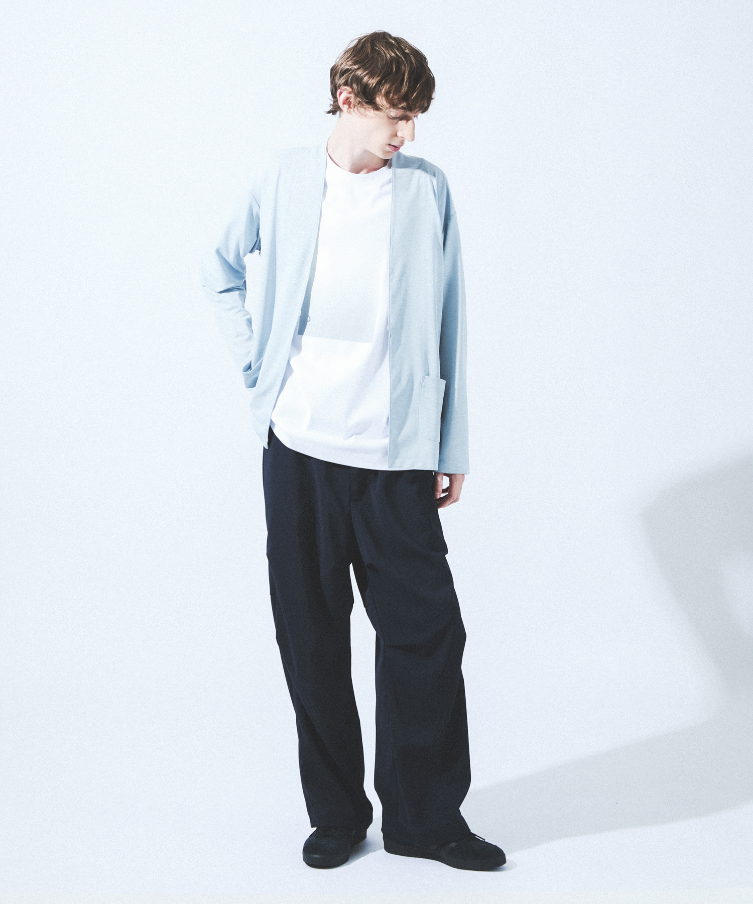 【定番/シアー素材】ストレッチ カノコ ワンボタン カーディガン