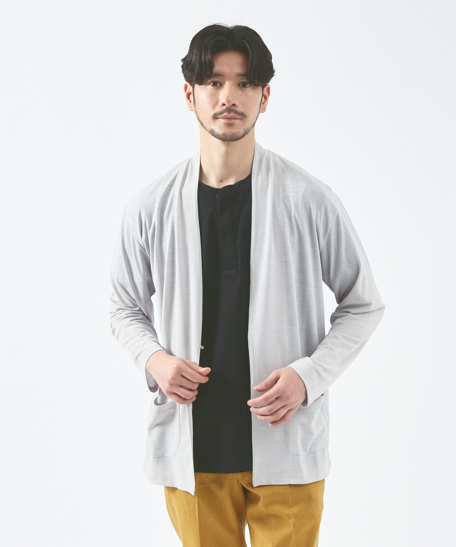 【定番/シアー素材】ストレッチ カノコ ワンボタン カーディガン