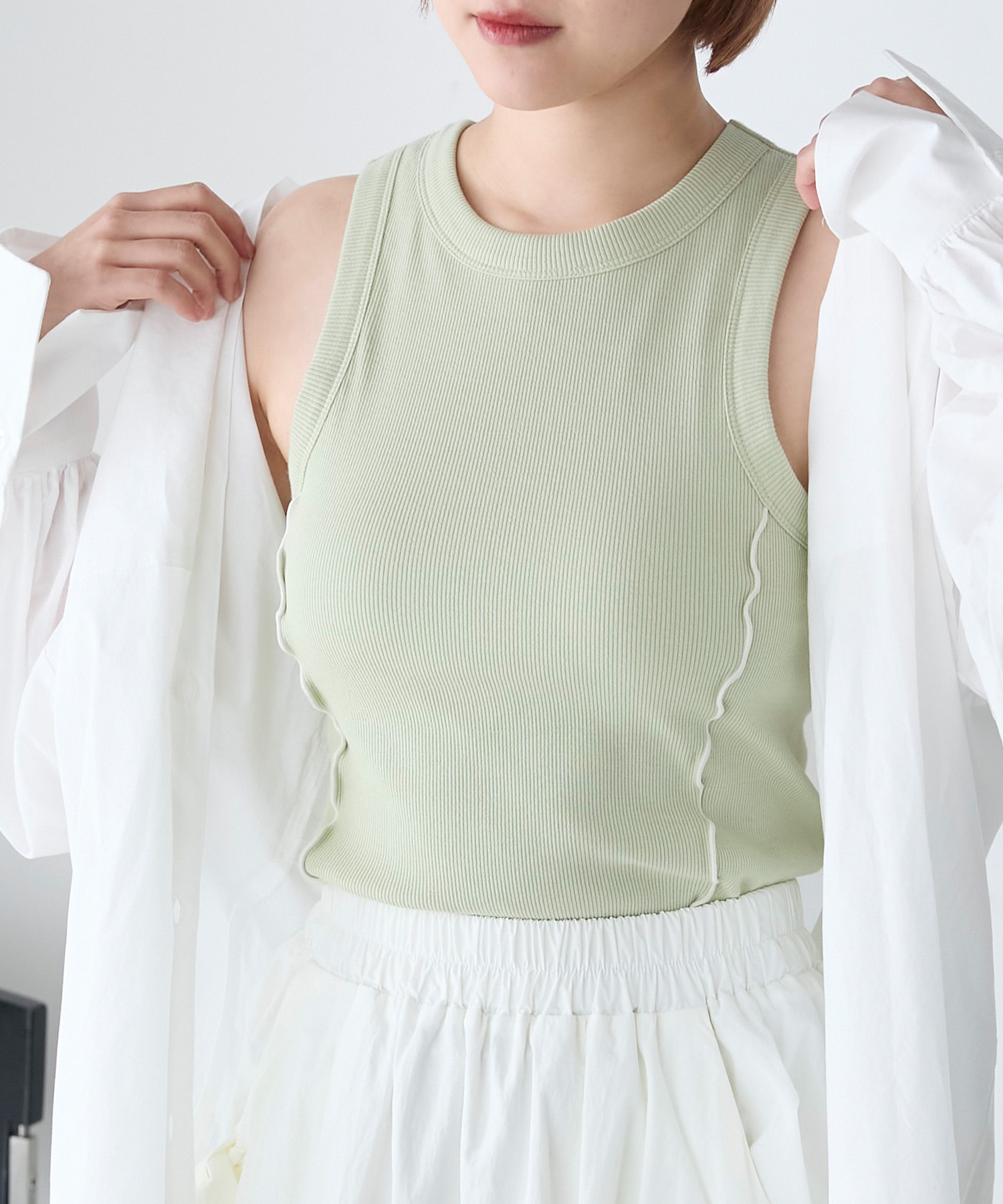 forksy.】メロー配色カップ付きアメスリタンクトップ forksy.│MONO  