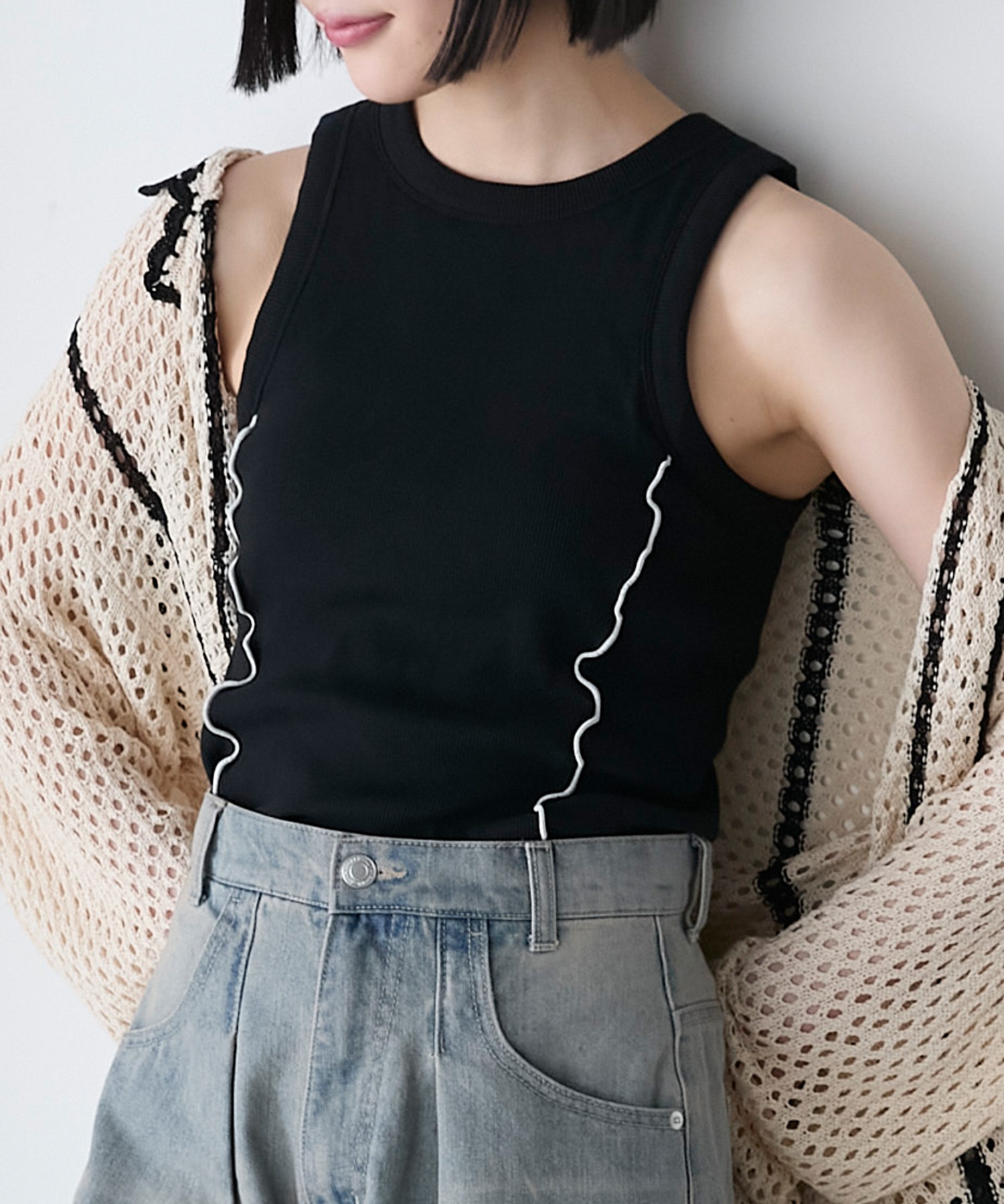 forksy.】メロー配色カップ付きアメスリタンクトップ forksy.│MONO  