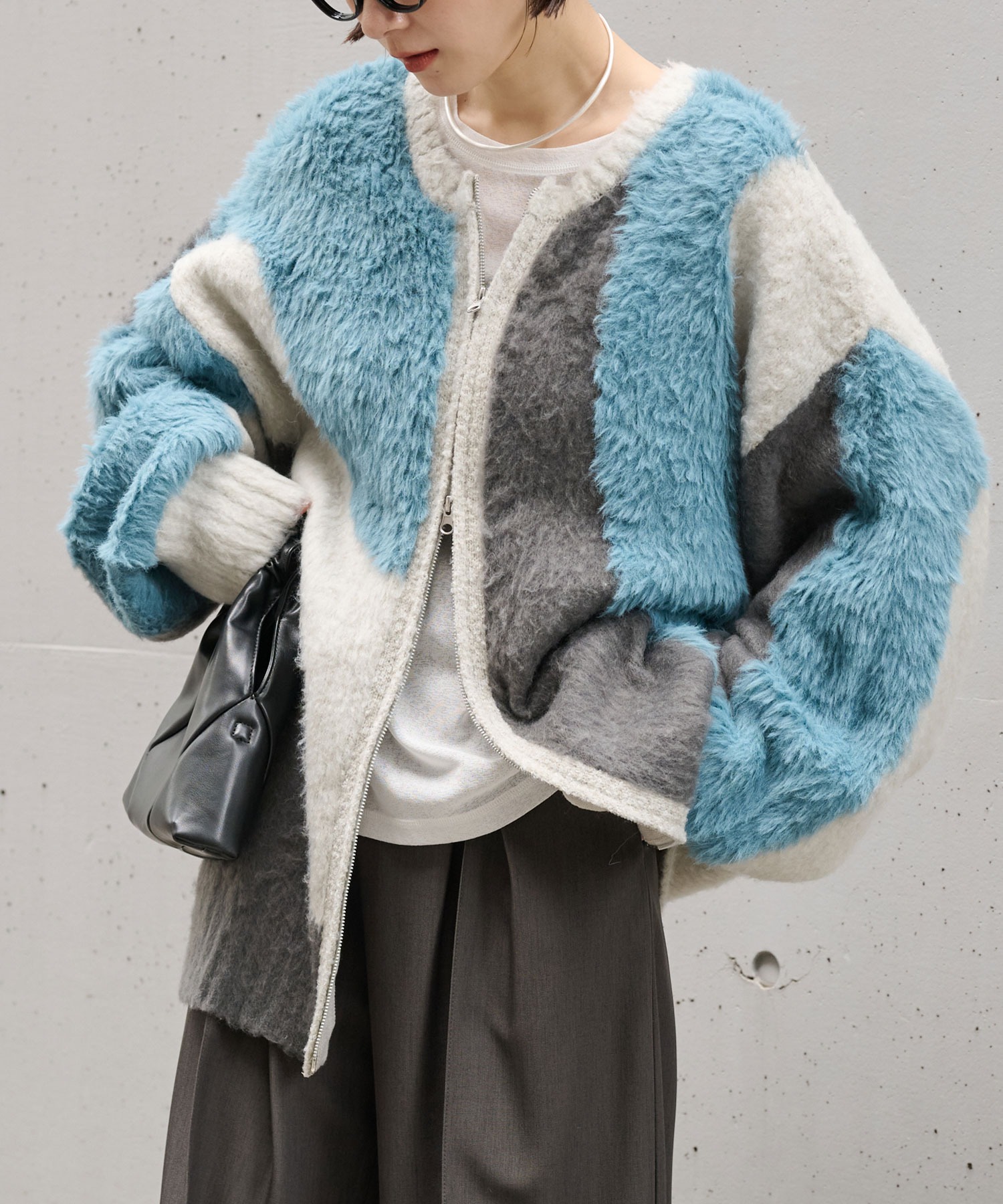 ウォッシャブル】2WAY ふわもこボリューム シャギーMIX ダブルジップ