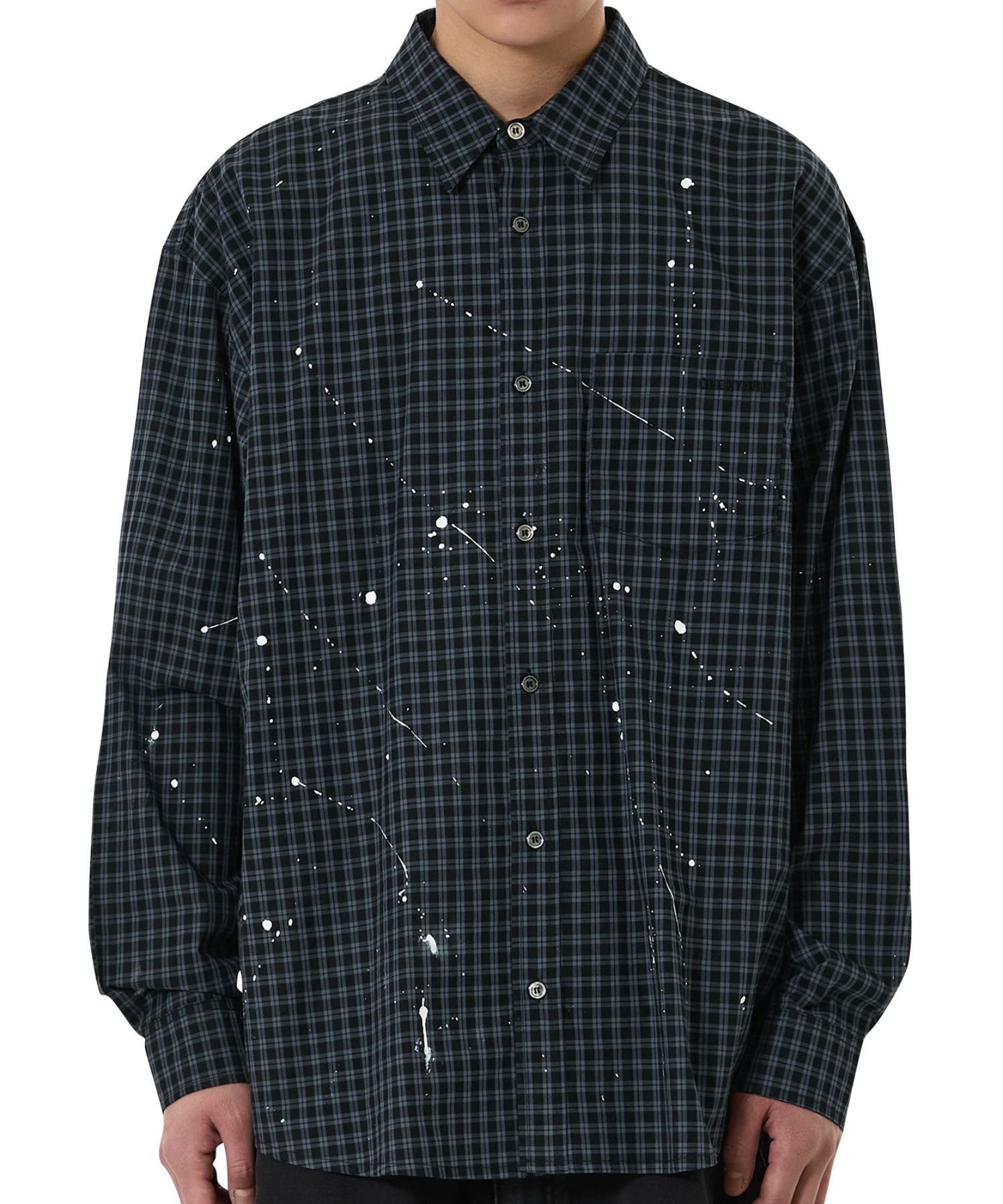 Yオーダー品 OY/オーワイ』SPLATTERED CHECK SHIRT/スプラッタードチェック シャツ