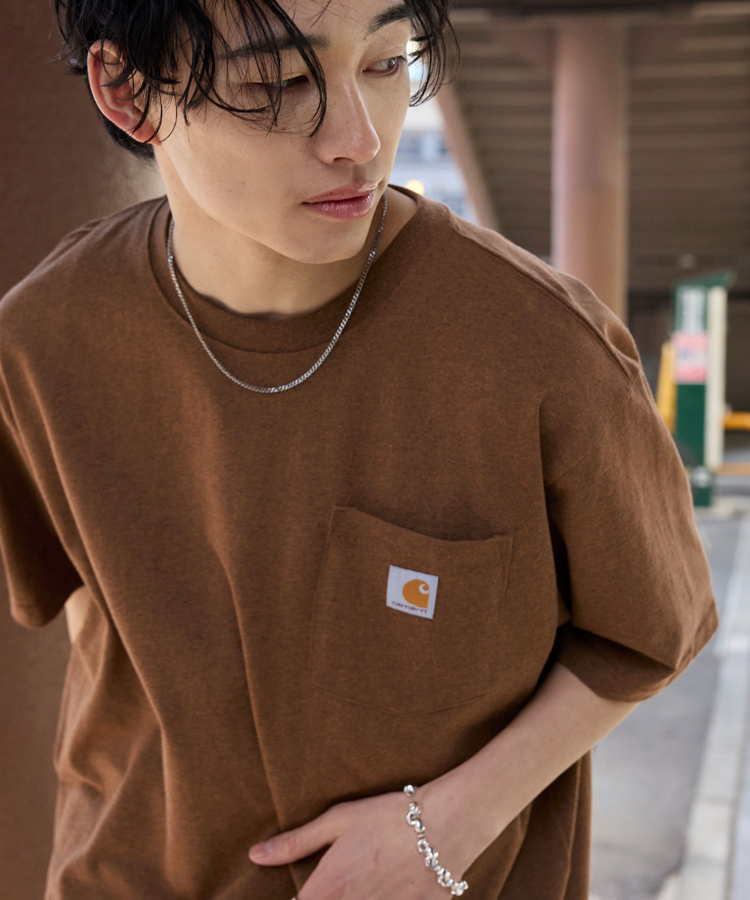 carhartt/カーハート Workwear ビッグシルエット ポケット半袖 ロゴ Tシャツ ワッペン トップス