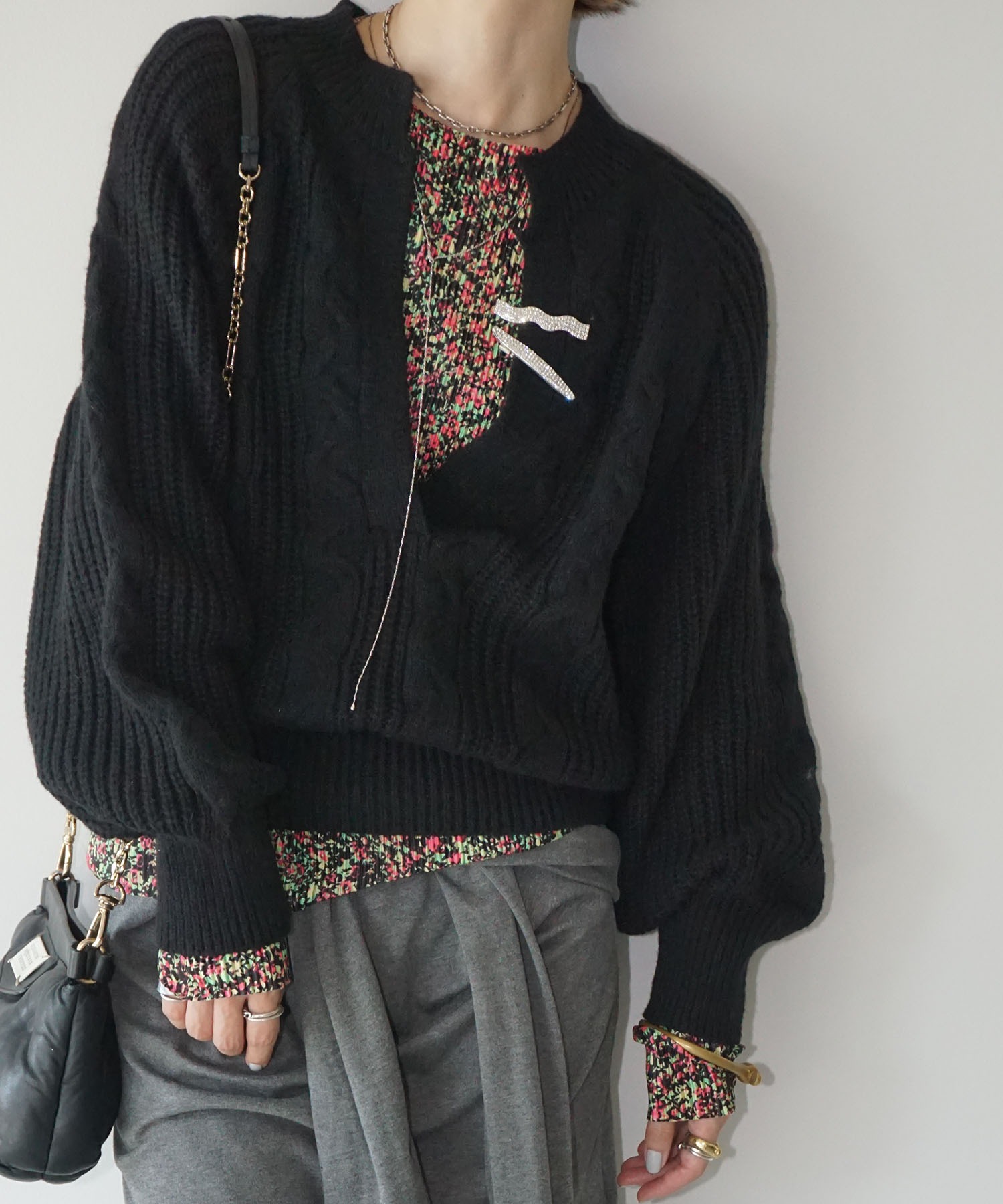 ブラック ケープスタイル ニット 2WAYケープスタイルニット