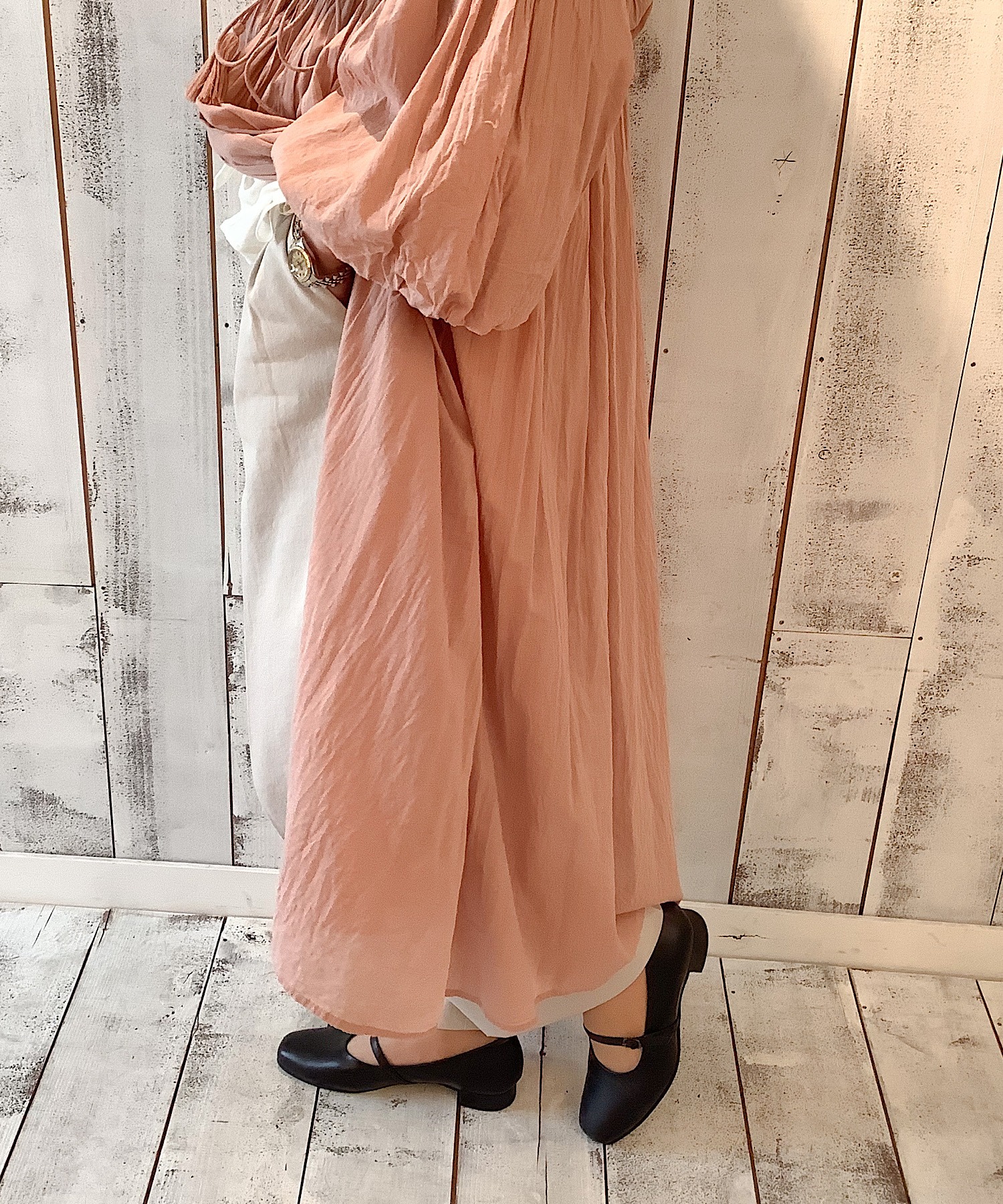 Cecilebanhansen ESMEパフスリープティヤードドレス ハーフスリーブウエストタックドレス YCD－225－982 | YOKO