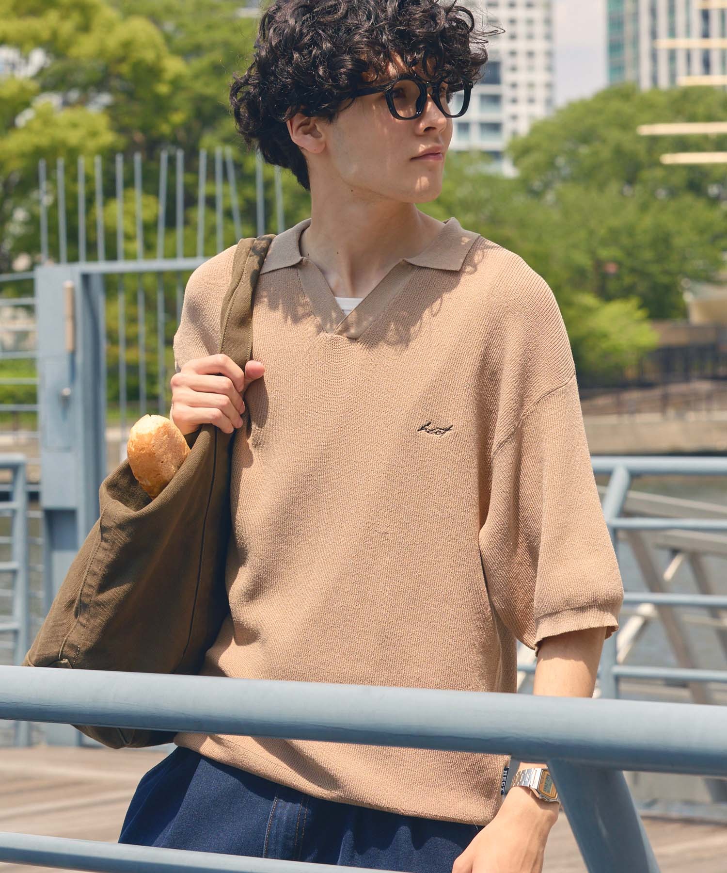 HECT】High Gauge Skipper Logo Knit Polo / ハイゲージ畦編み ロゴ