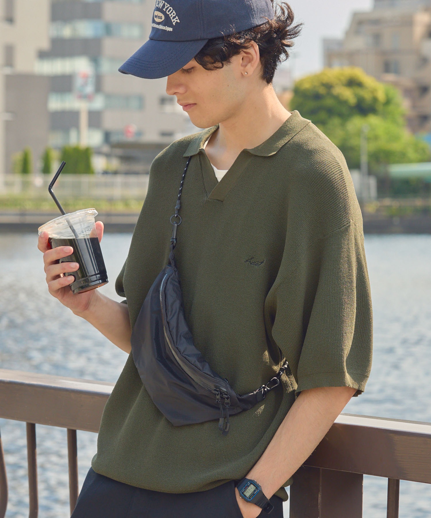 24aw tttmsw ハーフジップニットポロ size:S 新品未使用 新作 HECT】High Gauge Skipper Logo Knit Polo / ハイゲージ畦編み ロゴ