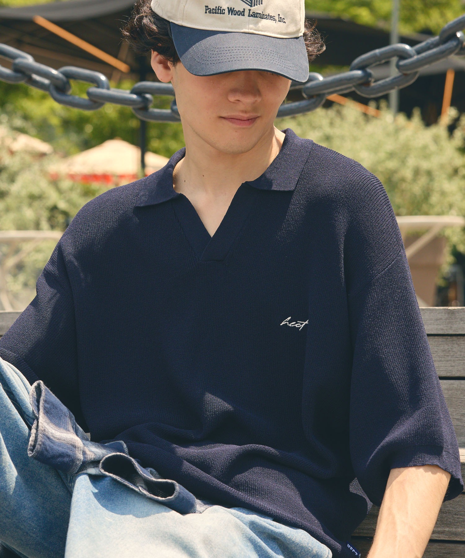 HECT】High Gauge Skipper Logo Knit Polo / ハイゲージ畦編み ロゴ