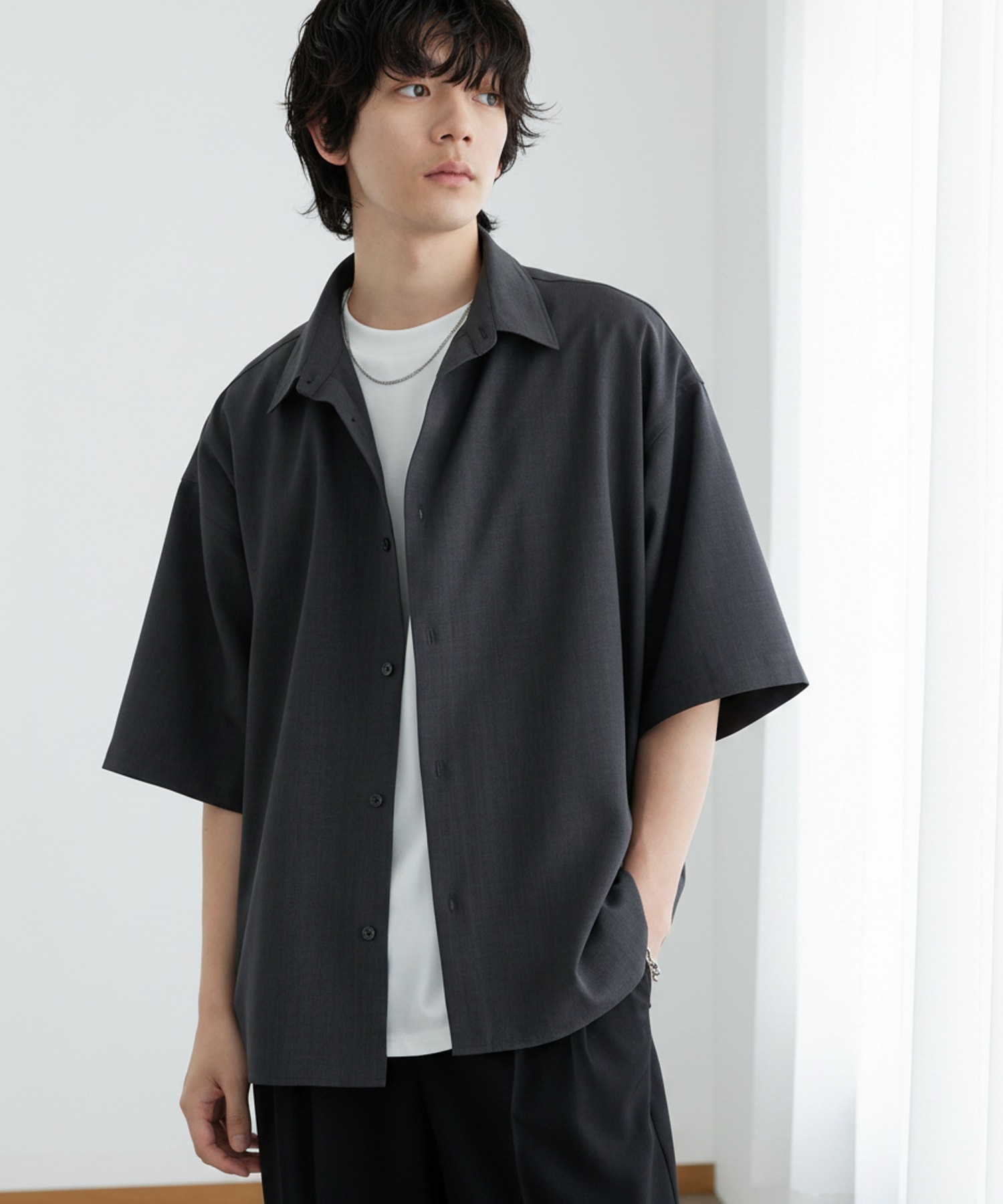 リミフゥ シャツ ブラウス 半袖 変形 コットン 麻 リネン混 黒 marai（マーライ） シャツ ブラウス レディース メンズ 変形