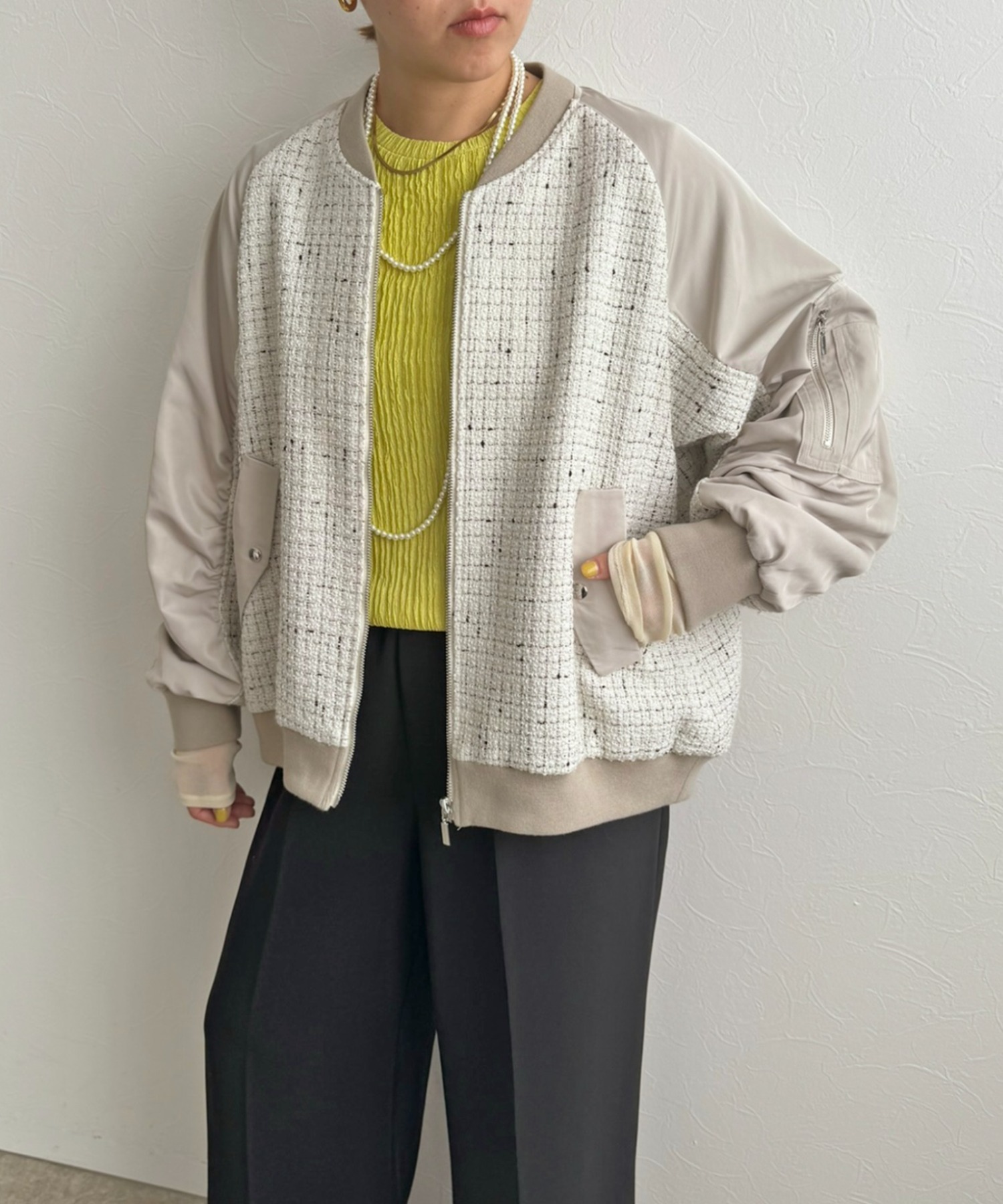 Gready Brilliant　ツィードｍａ－１スリーブブルゾン　今季 Gready Brilliant ツィードma－1スリーブブルゾン 今季