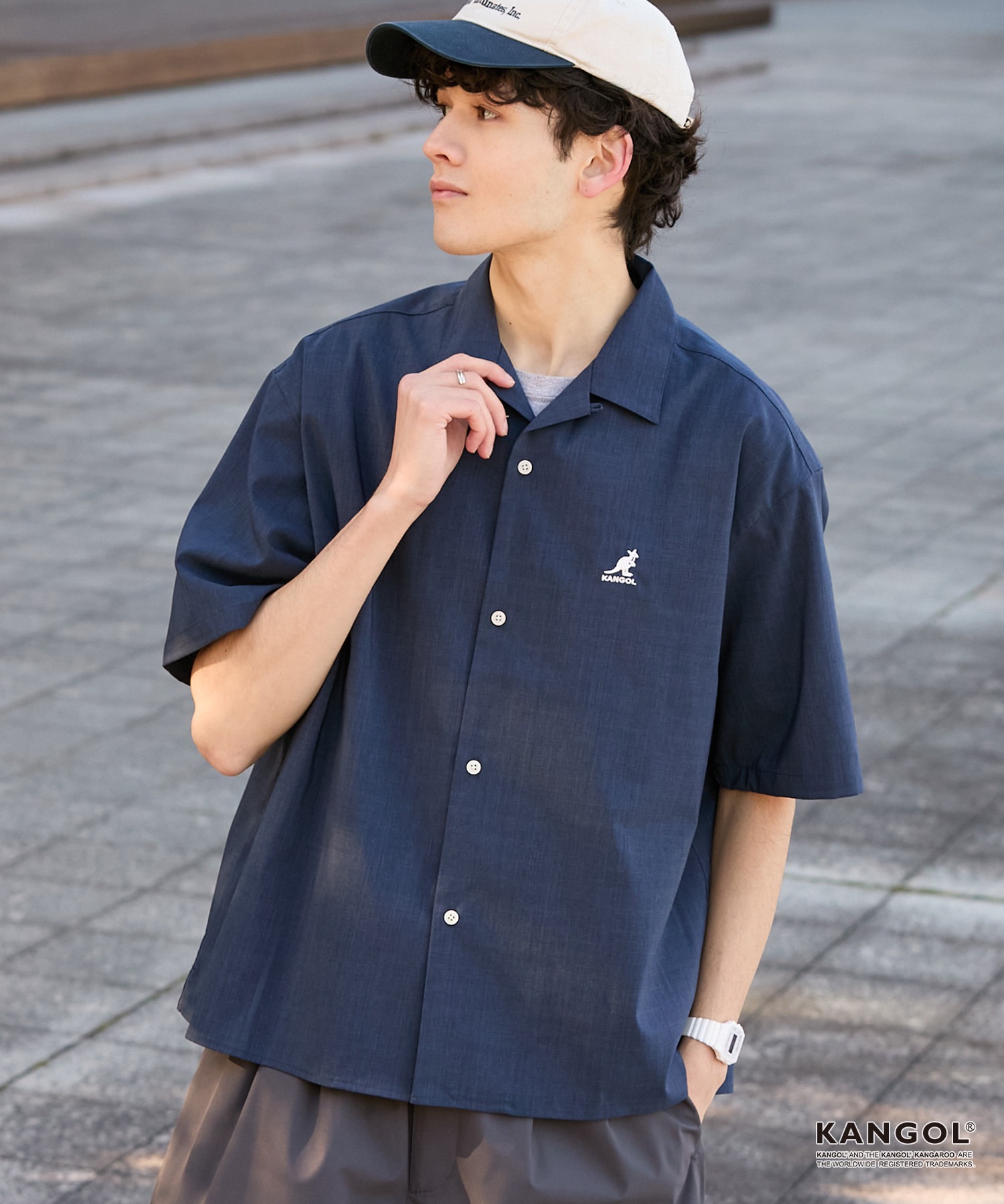 KANGOL/カンゴール 別注 リネンライク ワンポイントロゴ刺繍 オープン