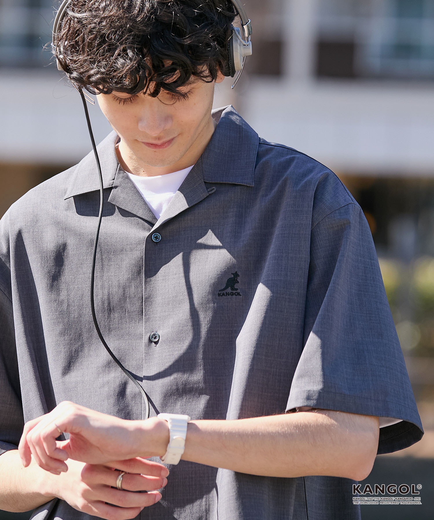 KANGOL/カンゴール 別注 リネンライク ワンポイントロゴ刺繍 オープン