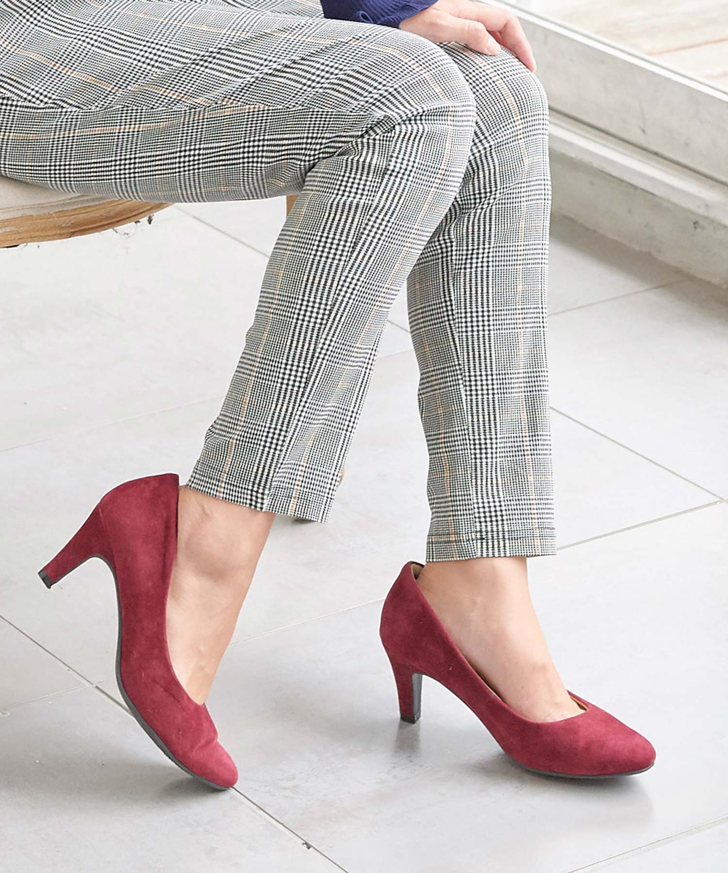 7cmヒール機能系クッションベーシックパンプス