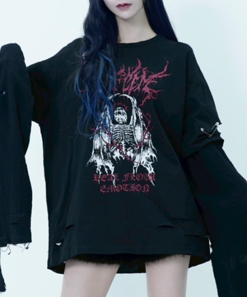 REFLEM/レフレム』レイヤード超ロングスリーブTee/長袖Tシャツ アクロ