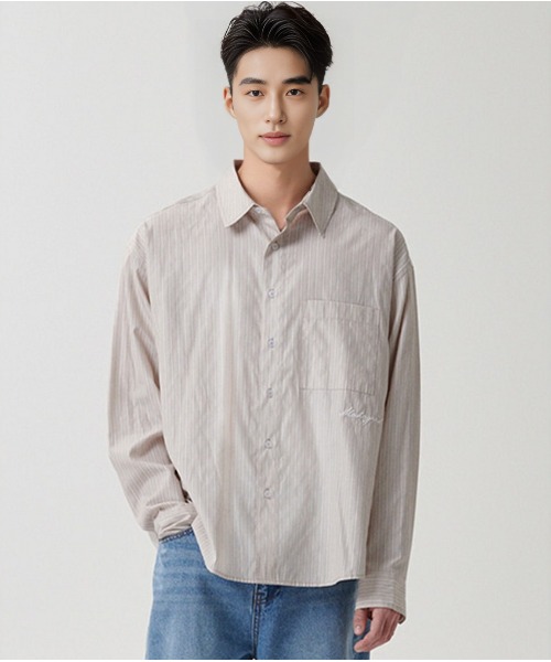 ブラウス シャツ 「mahagrid/マハグリッド」 COMFORT STRIPE SHIRT/ストライプシャツ レディース メンズ mahagrid/マハグリッド』 COMFORT STRIPE SHIRT/ストライプ