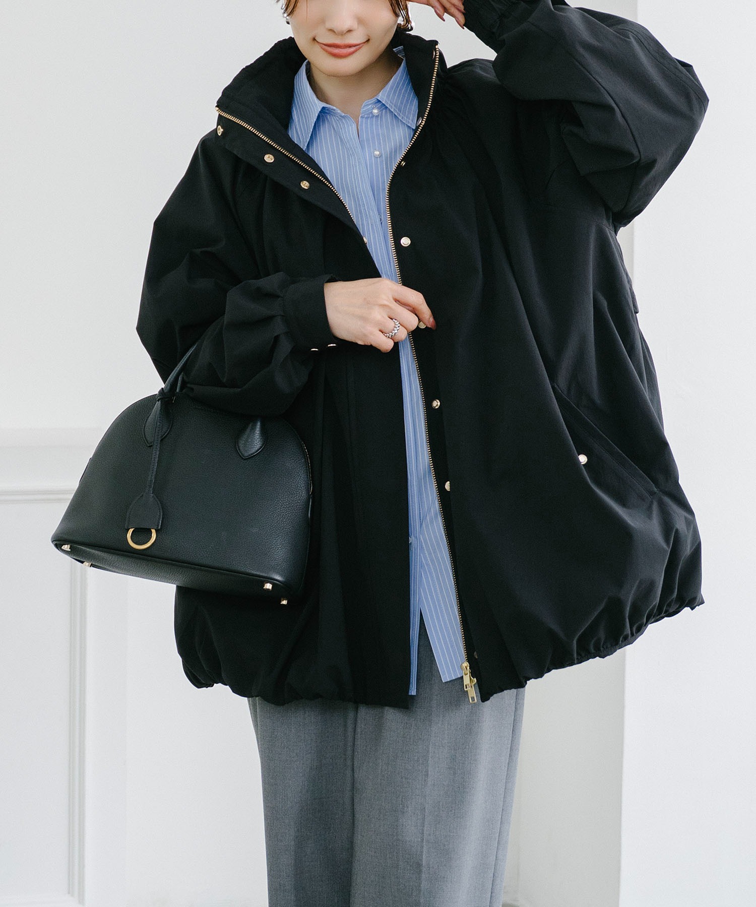 スタンドカラーギャザーバルーンブルゾン Emma Taylor│STYLEDOOR