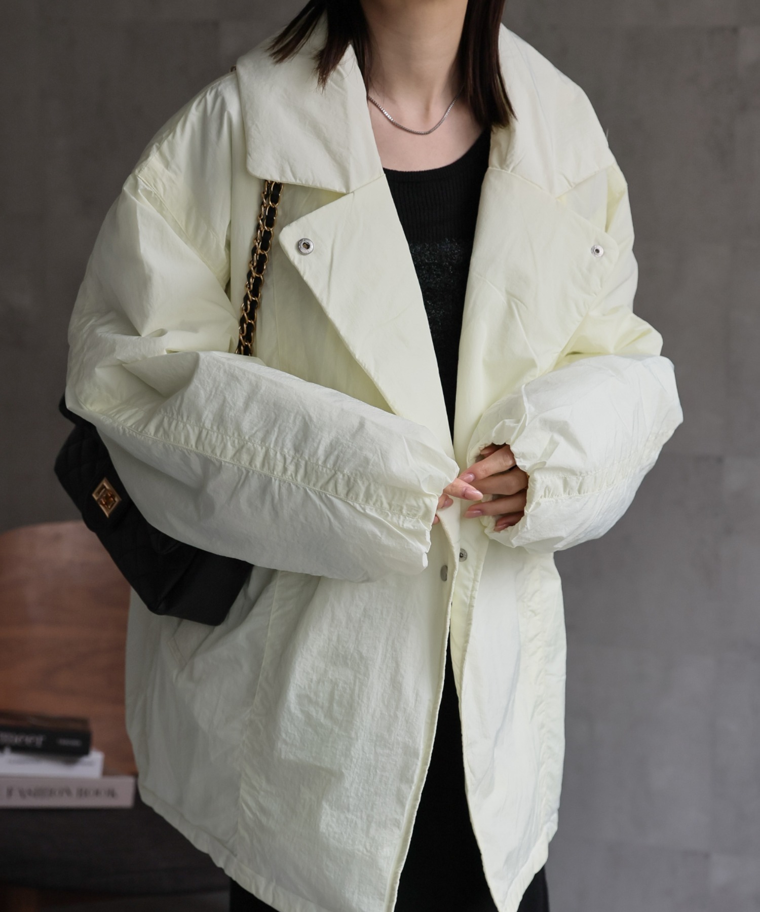 model：162cm　着用サイズ：F