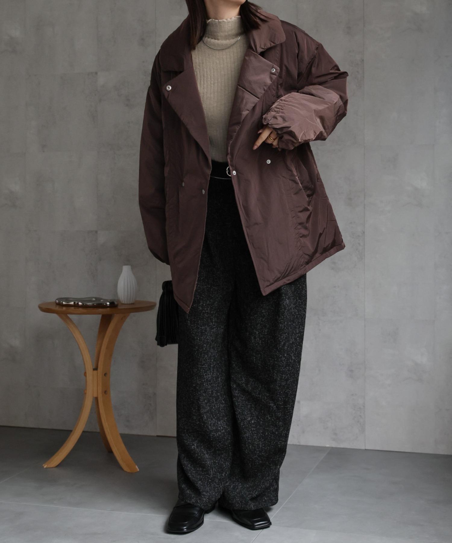 model：162cm　着用サイズ：F