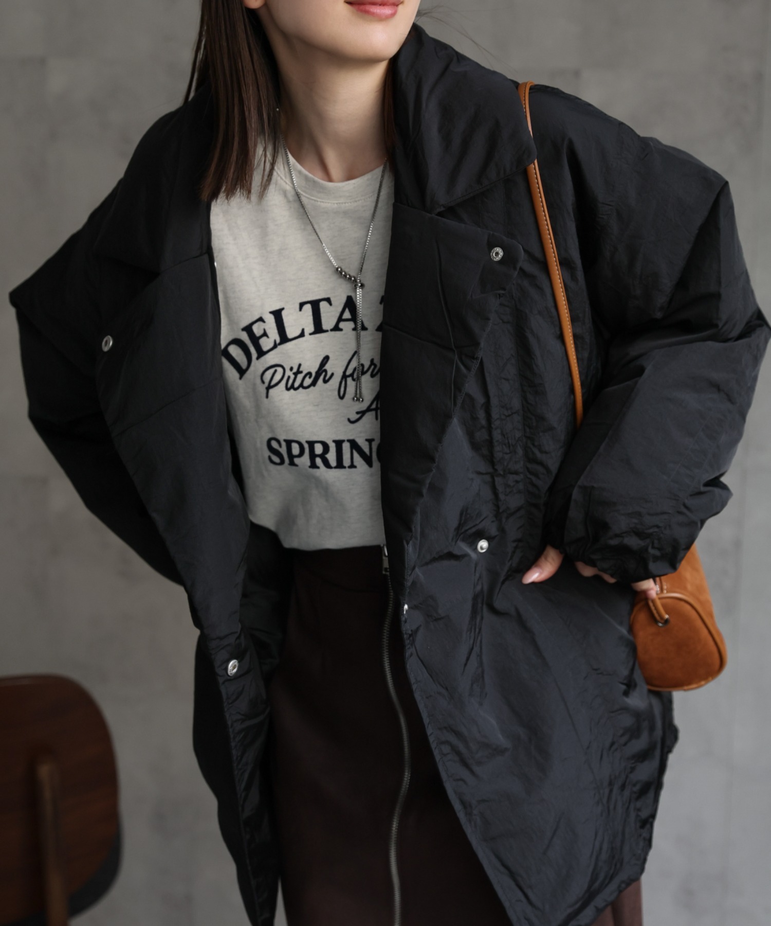 model：162cm　着用サイズ：F