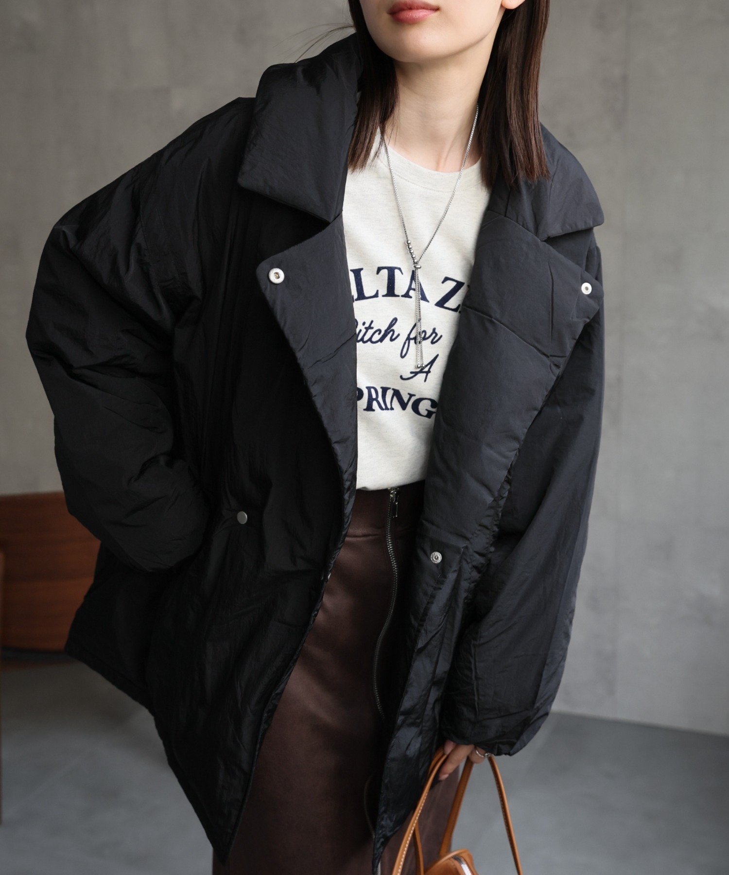 model：162cm　着用サイズ：F