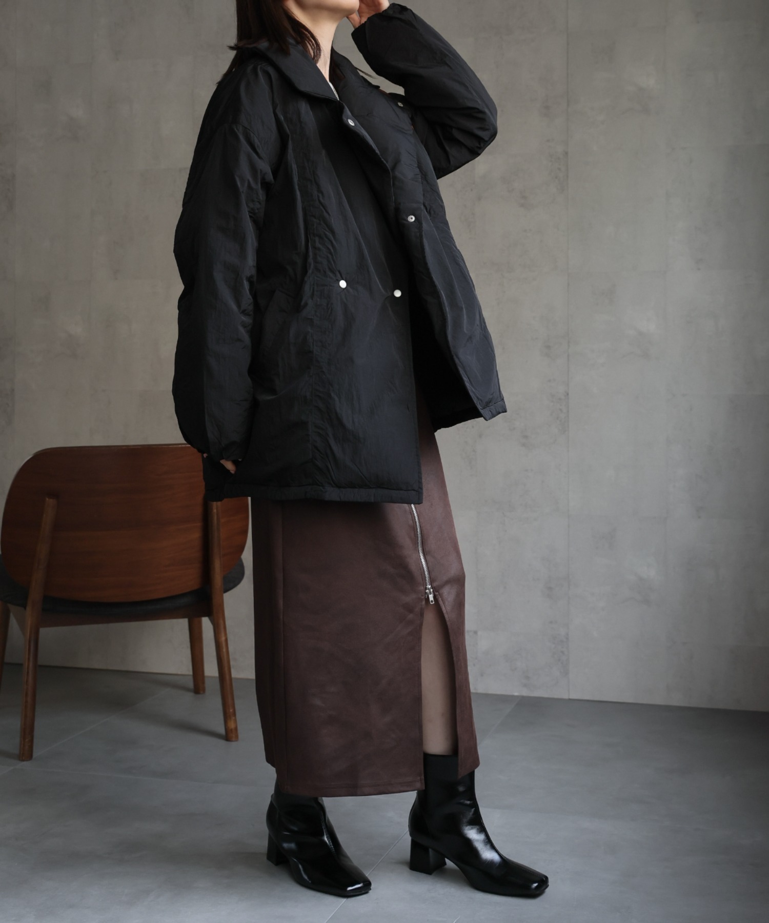 model：162cm　着用サイズ：F