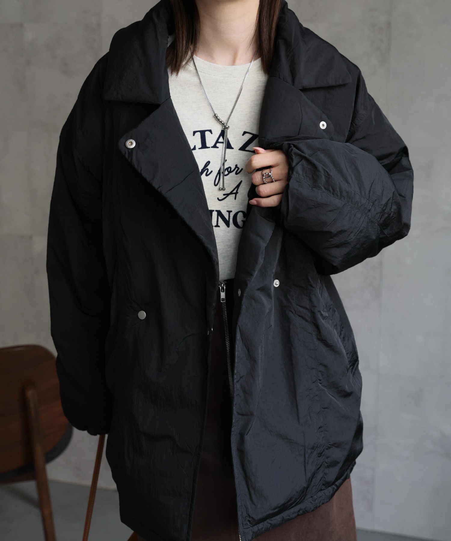 model：162cm　着用サイズ：F