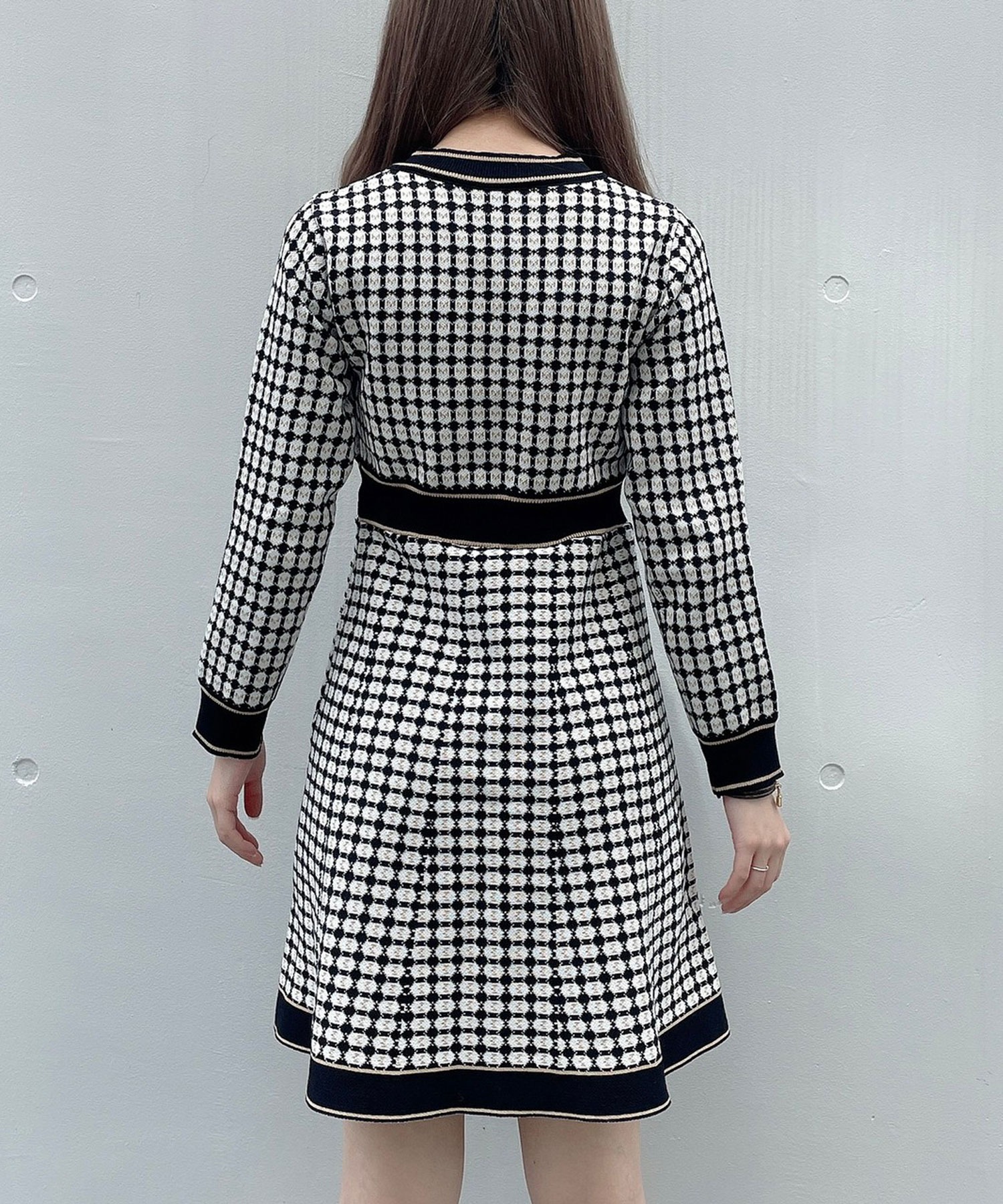 Titty Co Petit Vネックチェックニットワンピース Titty Co Petit Titty Co Online Store ティティーアンドコーオンラインストア