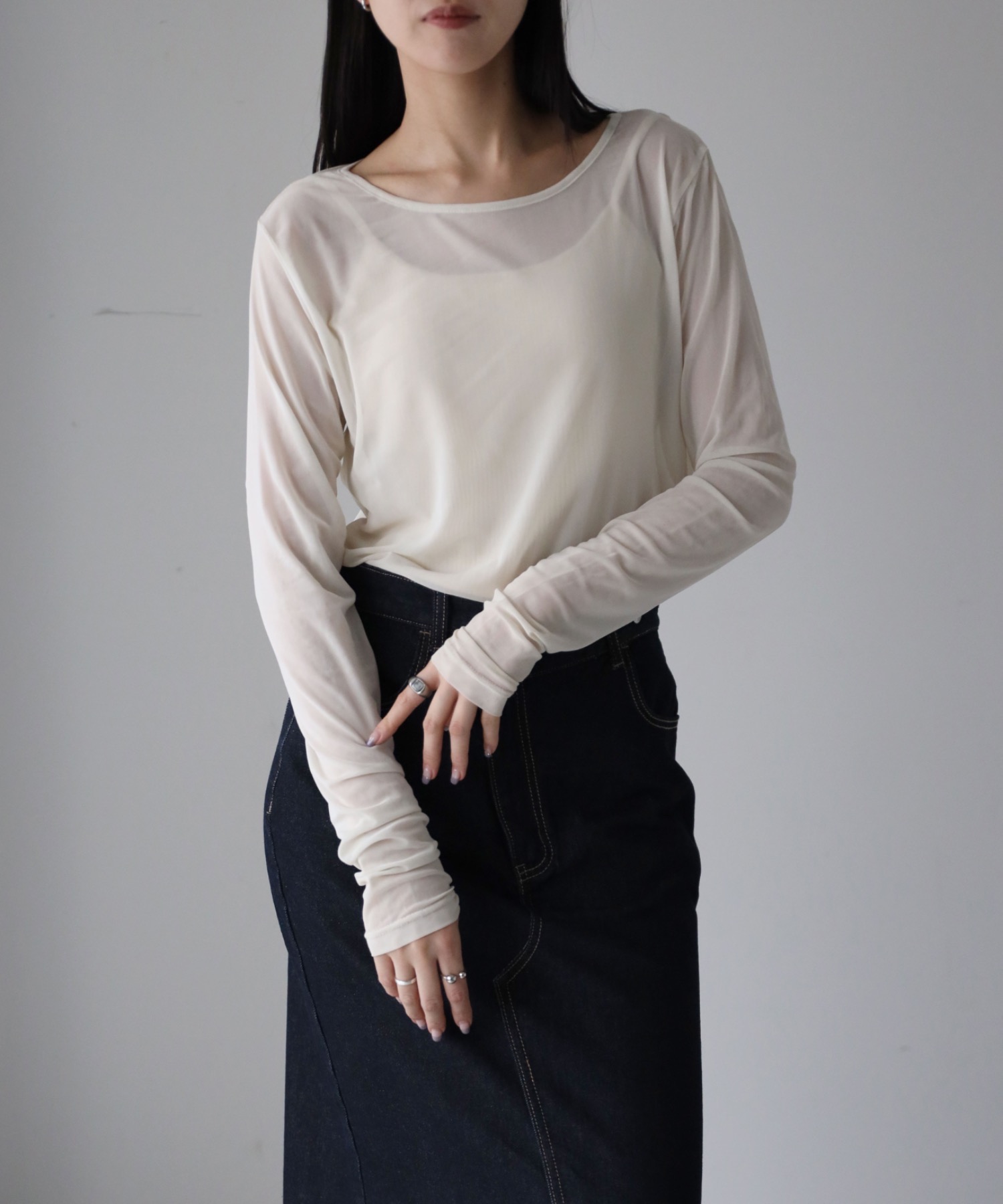 model：164cm. 着用サイズ：FREE