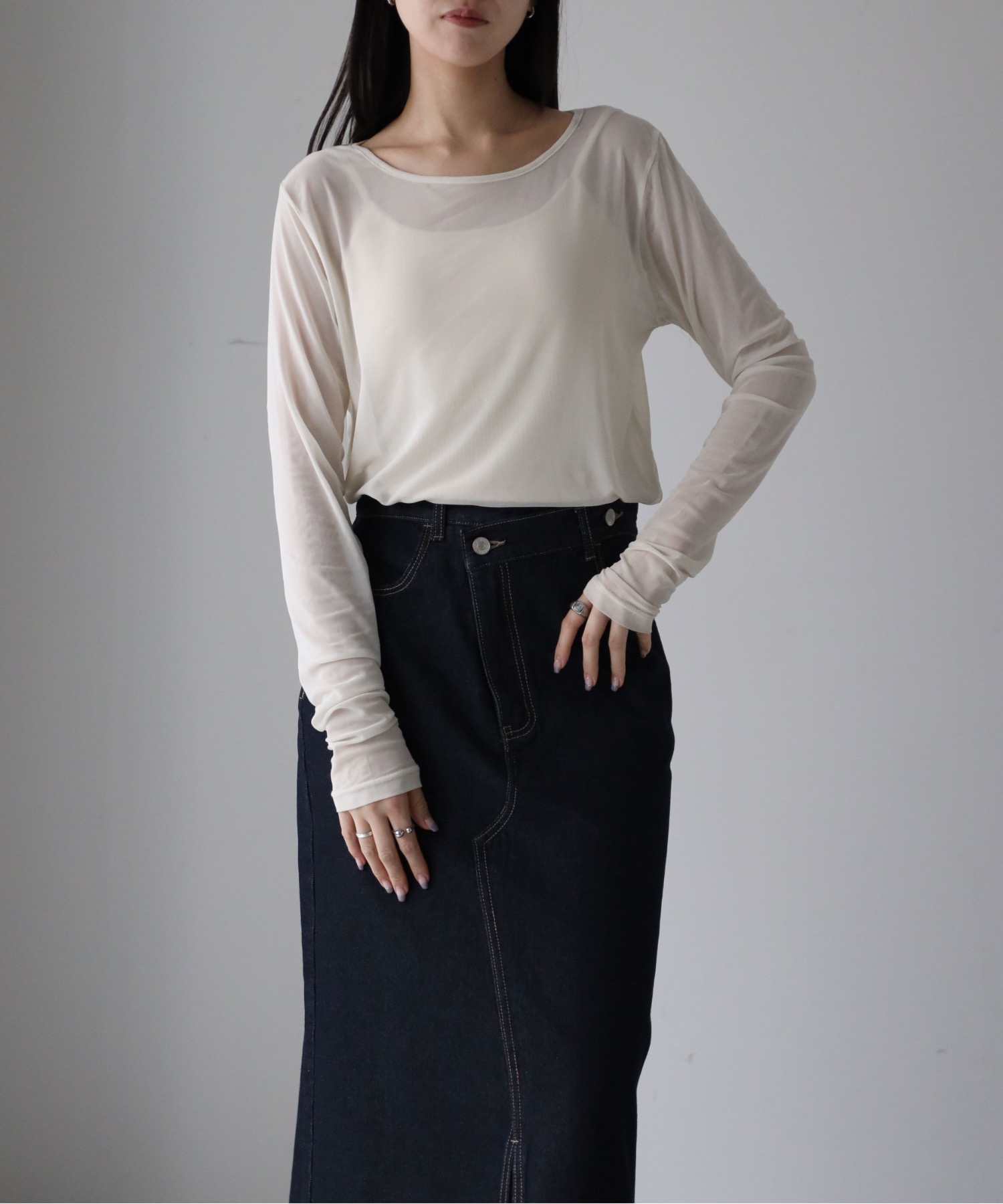 model：164cm. 着用サイズ：FREE