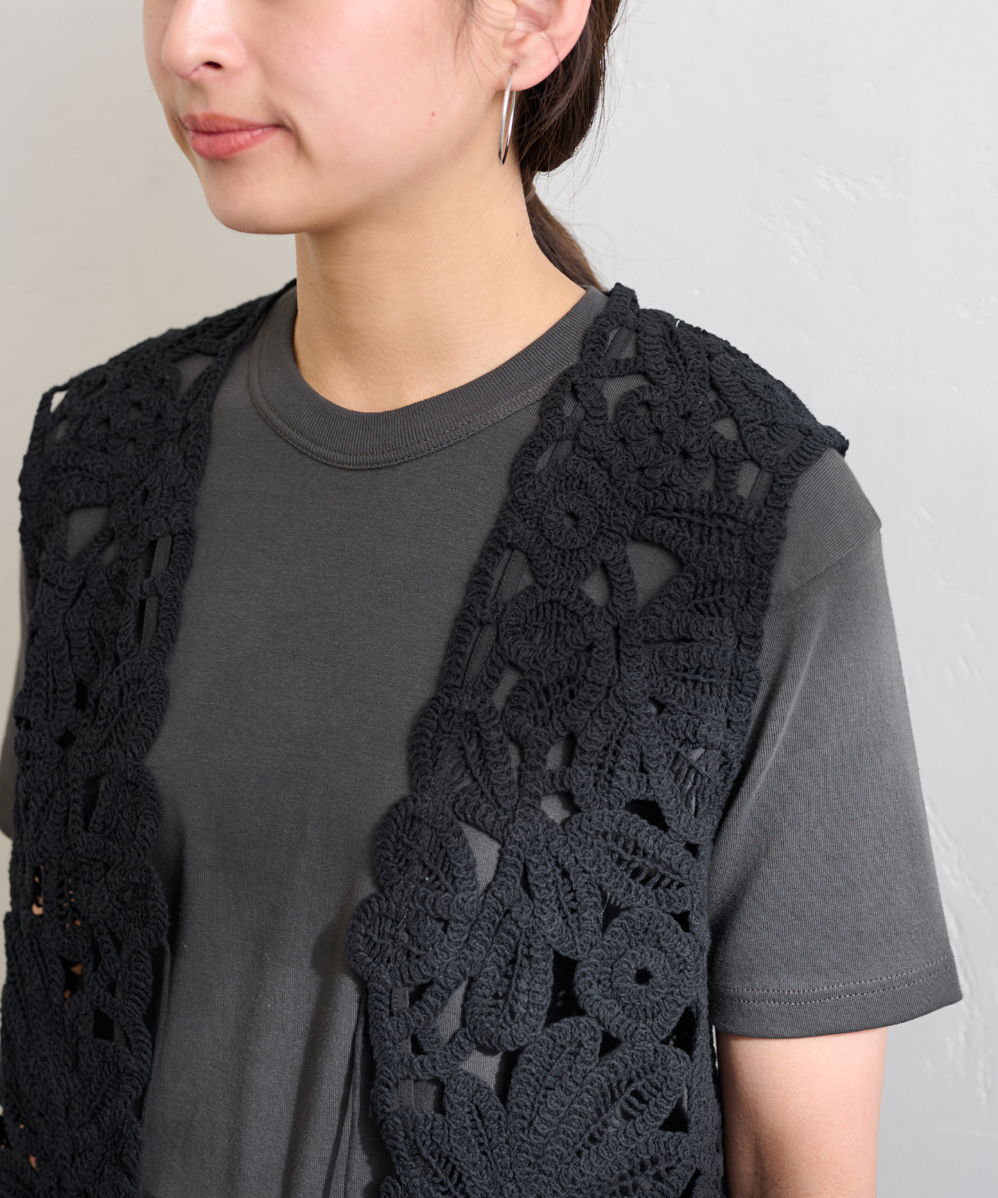 コットンレースエンブロイダリーベスト