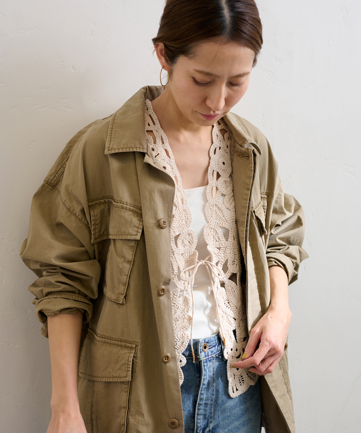 コットンレースエンブロイダリーベスト