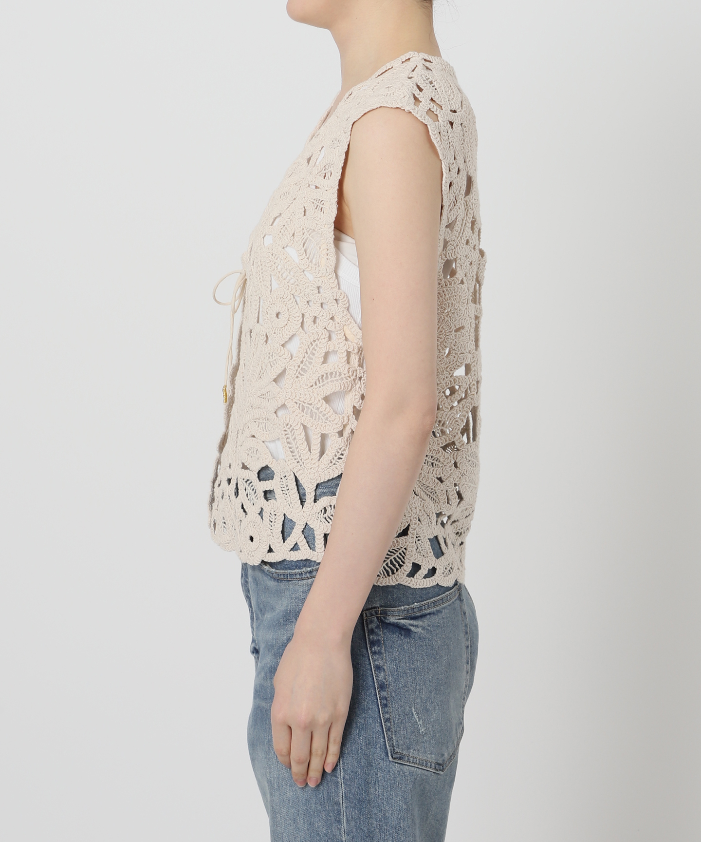 コットンレースエンブロイダリーベスト