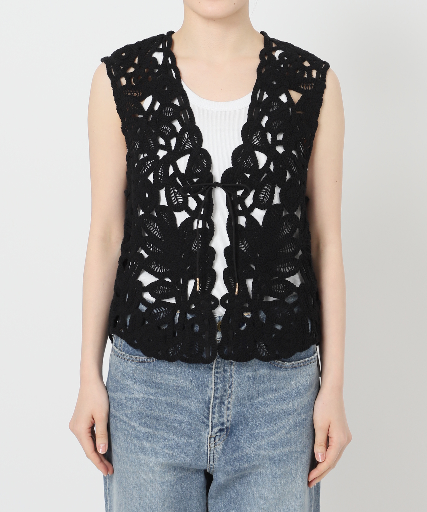 コットンレースエンブロイダリーベスト