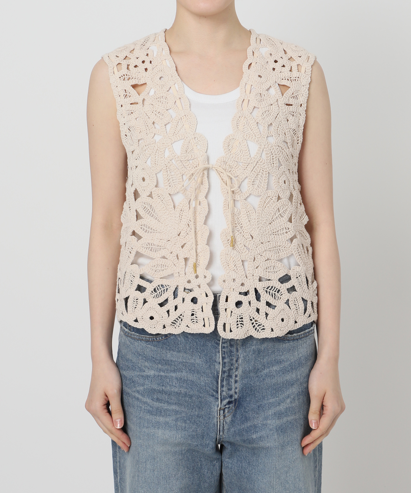 コットンレースエンブロイダリーベスト