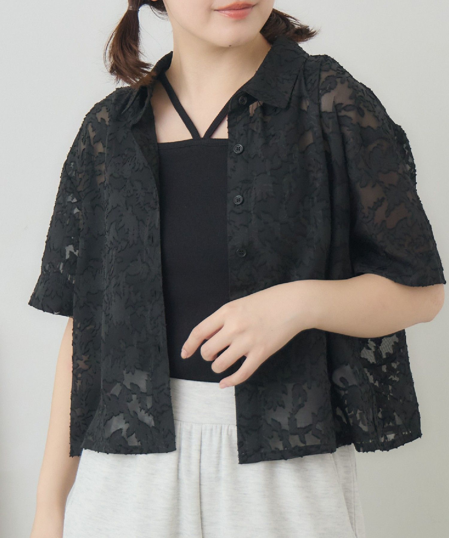 Flower jagard shirt — рубашка с цветочным жаккардом