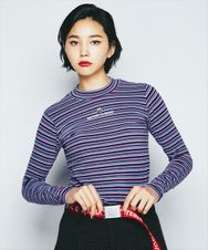 APPLE PANDA刺繍 モックネックTシャツ