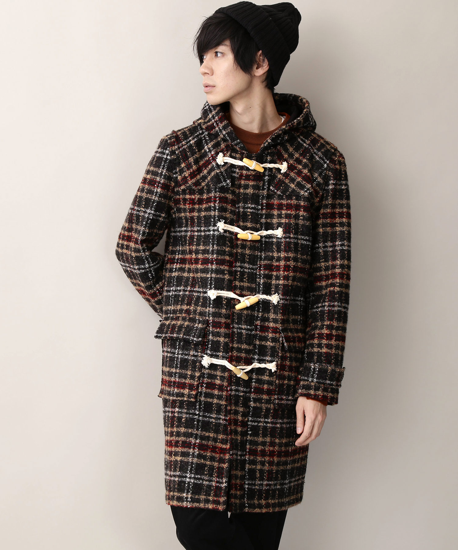 ウールチェックダッフルコート Mono Mart Mono Mart モノマート