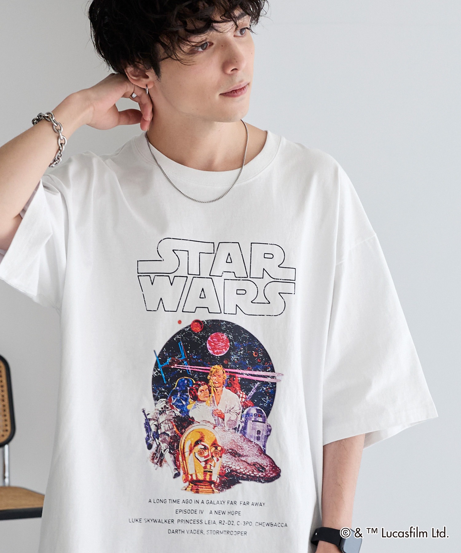 STAR WARS/スターウォーズ 別注 ヴィンテージライクプリント オーバーサイズ半袖Tシャツ