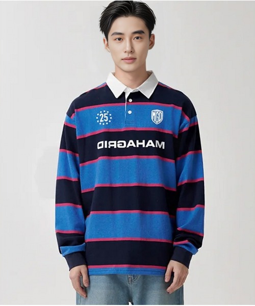 mahagrid/マハグリッド』 STRIPE RUGBY SHIRT/ボーダーラグビー