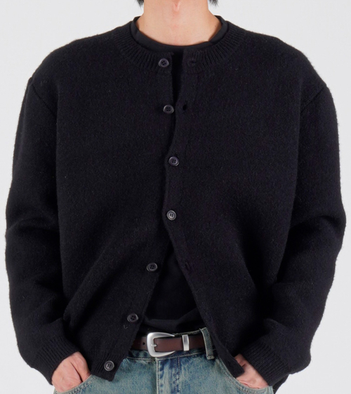 Heavy knit round cardigan (black) — тяжёлый вязаный круглый кардиган, чёрный