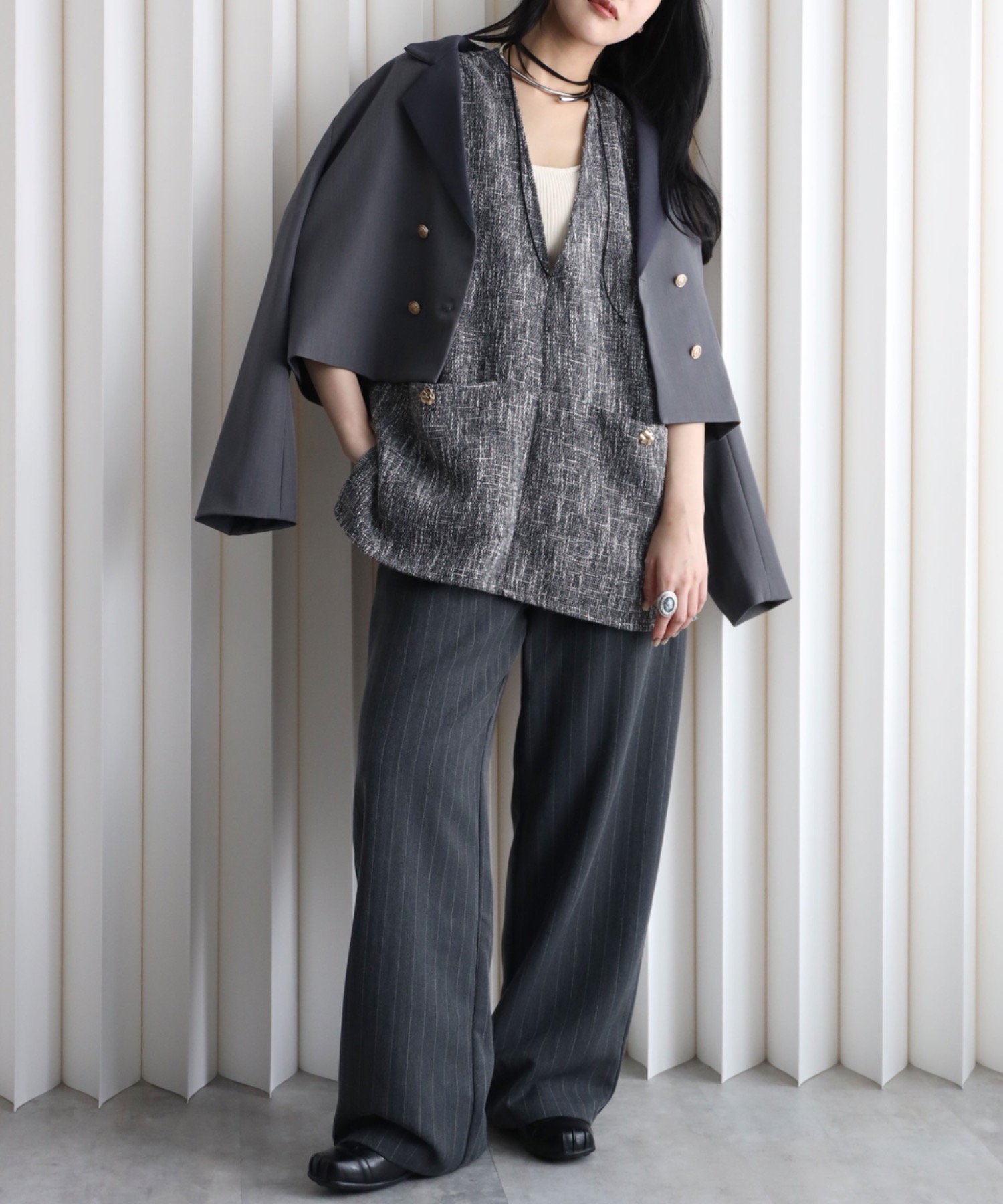 model：164cm. 着用サイズ：FREE
