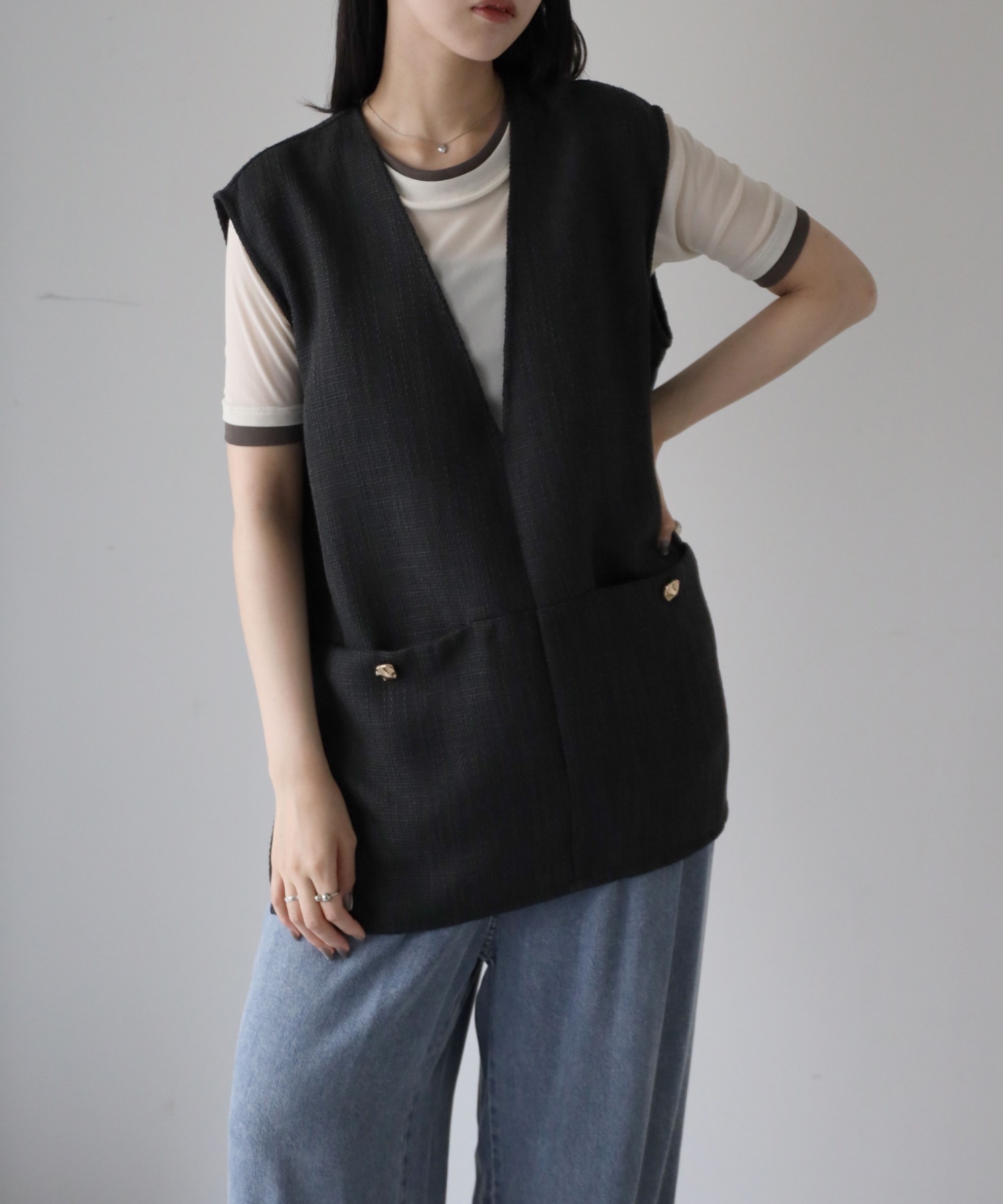 model：164cm. 着用サイズ：FREE