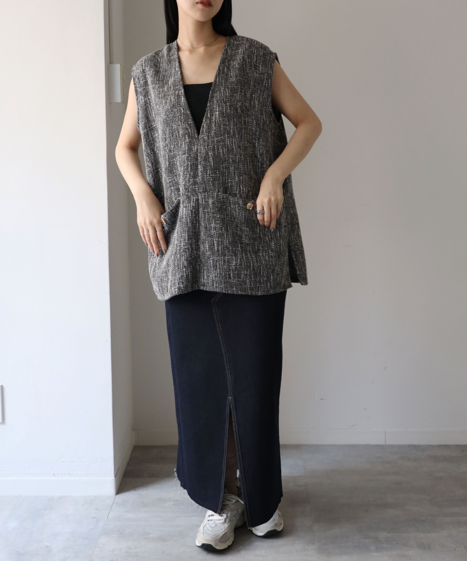 model：164cm. 着用サイズ：FREE