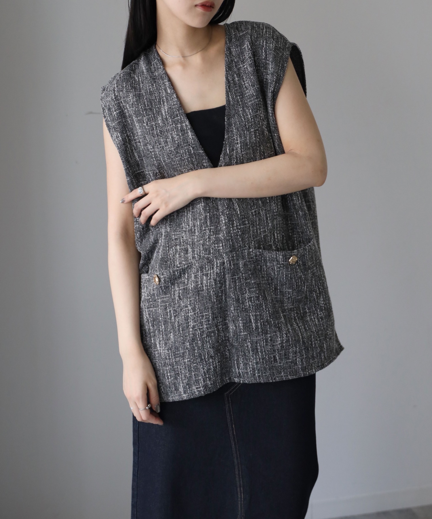 model：164cm. 着用サイズ：FREE