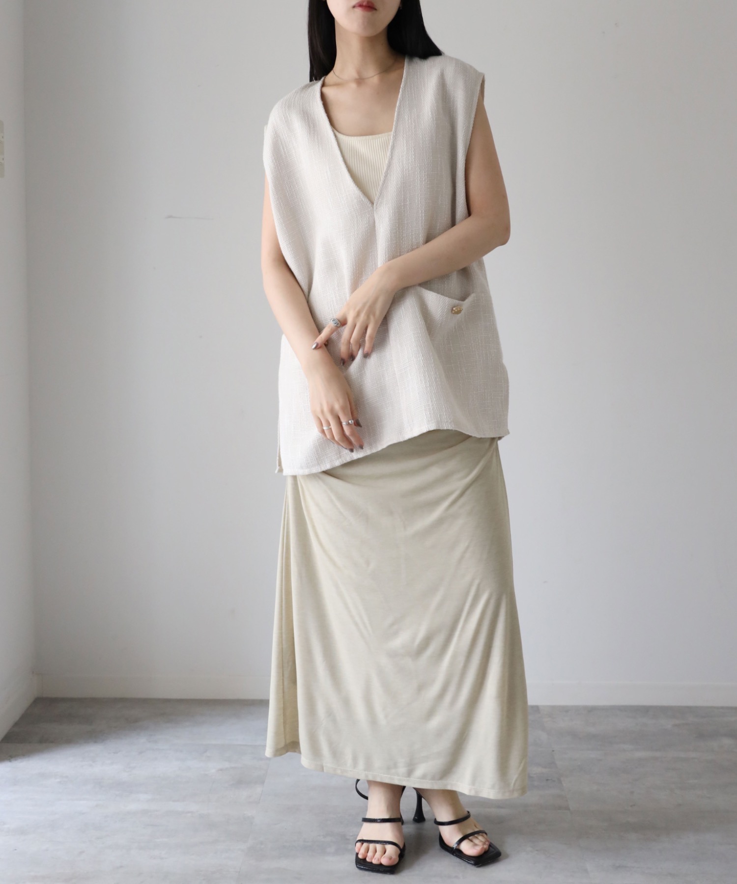 model：164cm. 着用サイズ：FREE