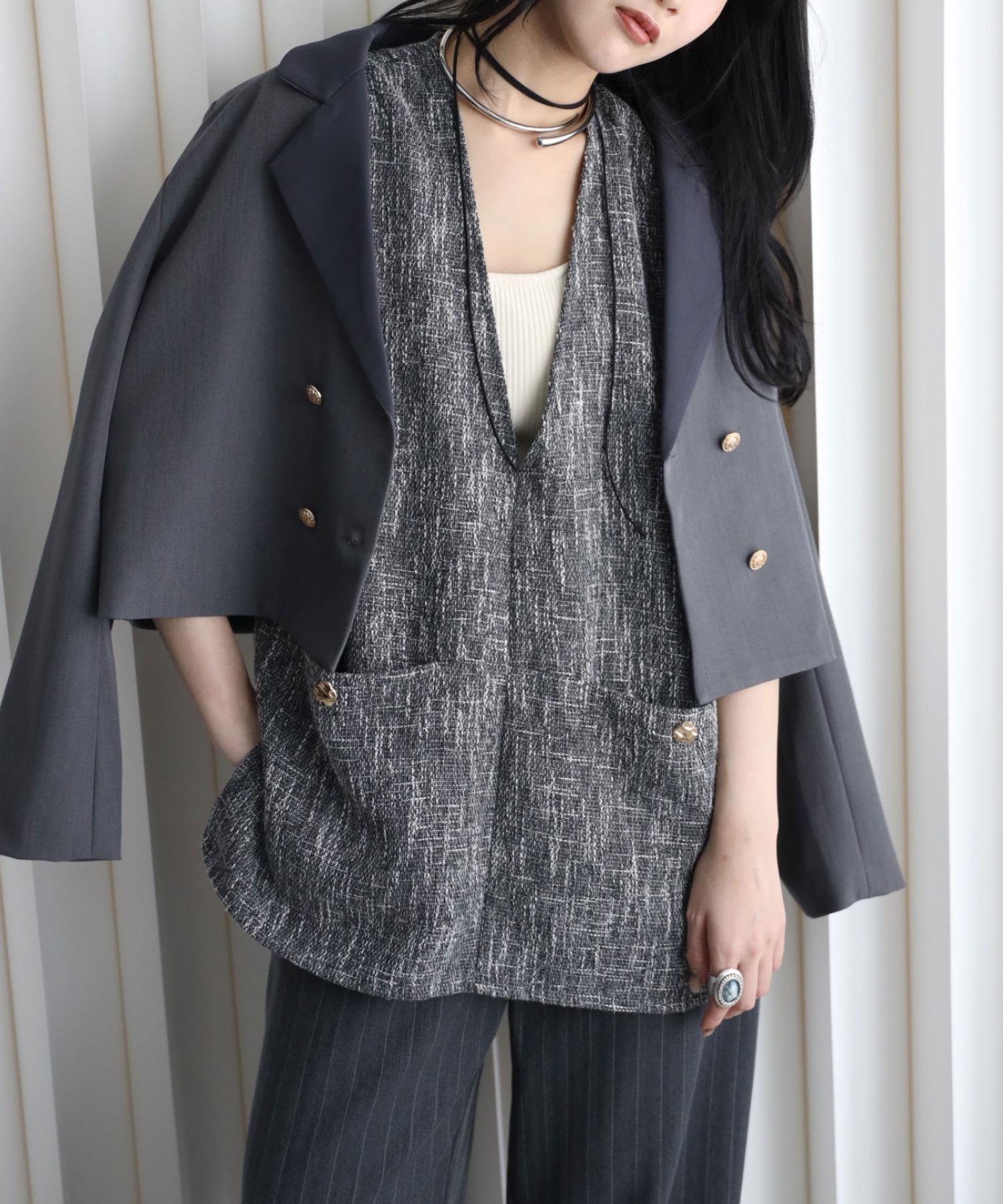 model：164cm. 着用サイズ：FREE