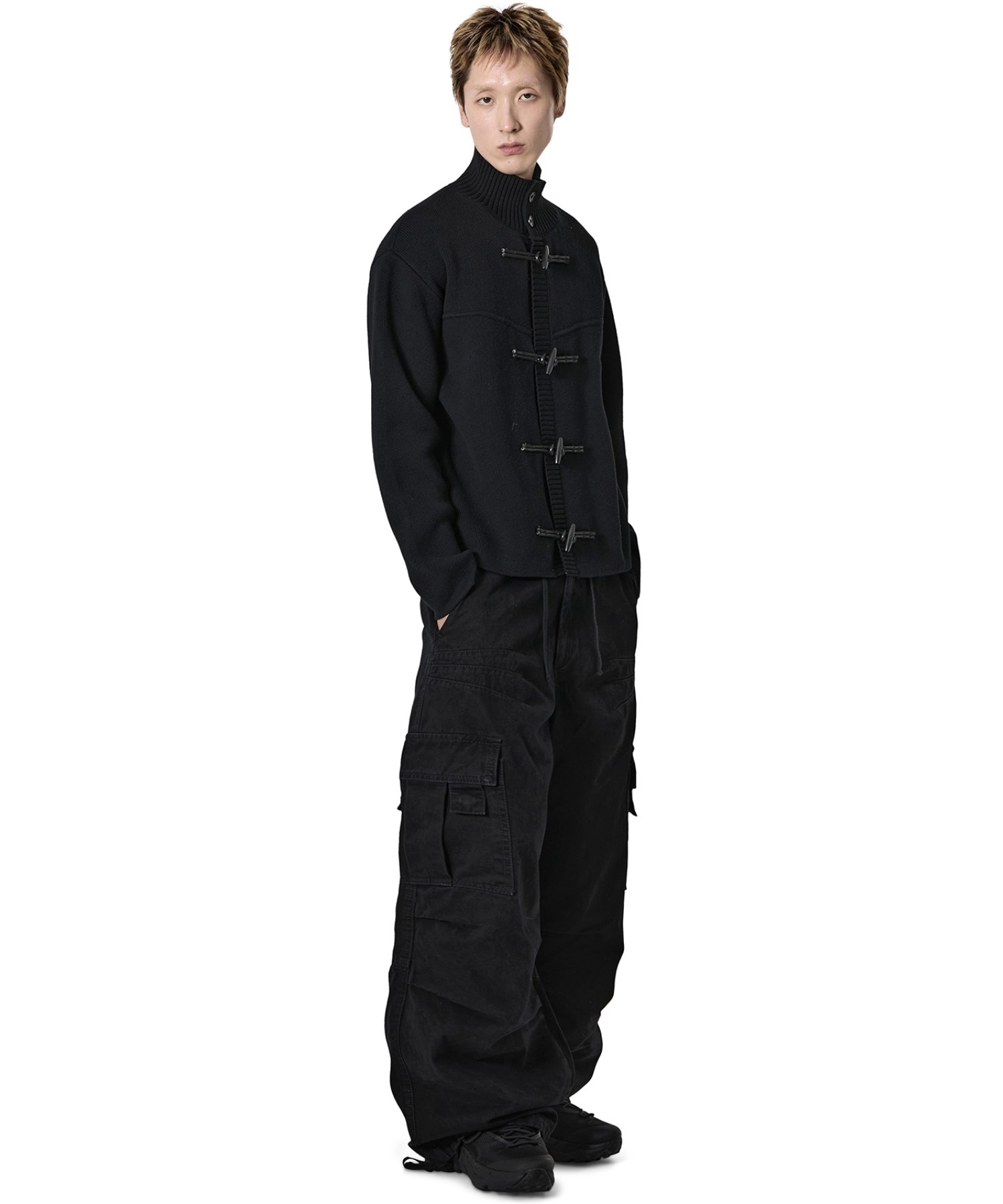 CHIFFORD バルーンスリーブ カーディガン ブラック38 未使用タグ付き Openyard/オープンヤード』TOGGLE KNIT CARDIGAN/トグルニット