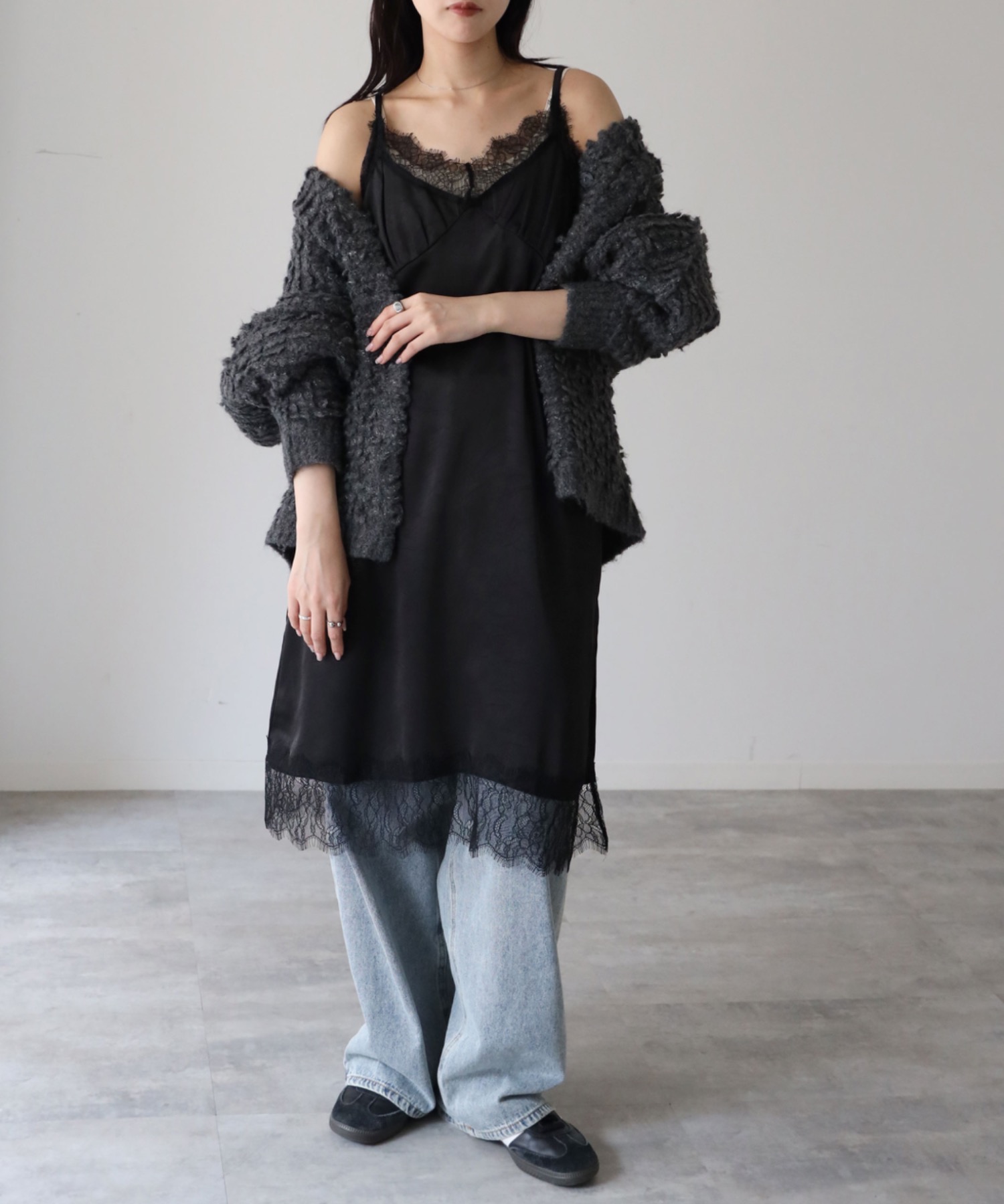 model：164cm. 着用サイズ：FREE